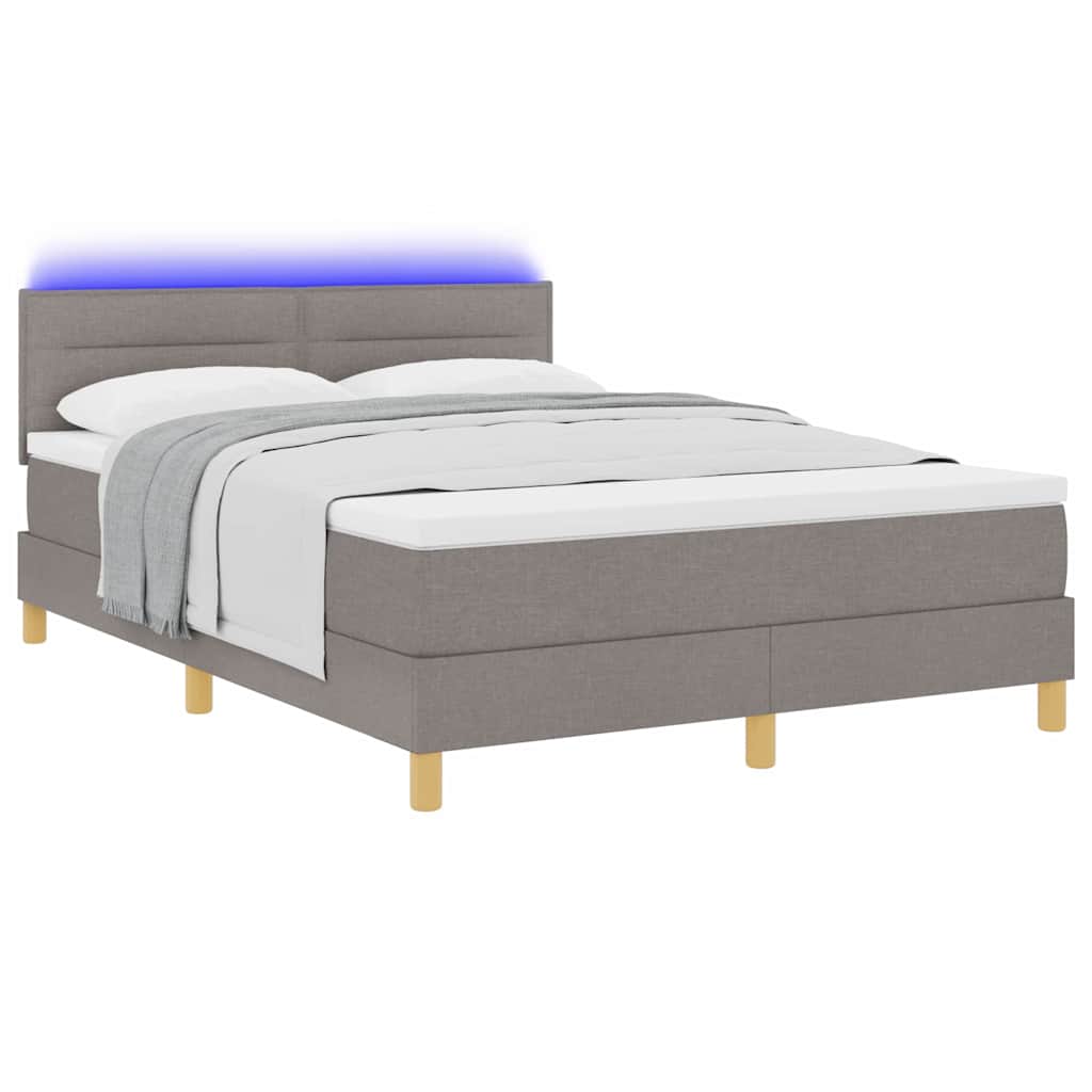 LED Box Spring Krevet Sivo-smeđa 160 x 200 cm tkanina