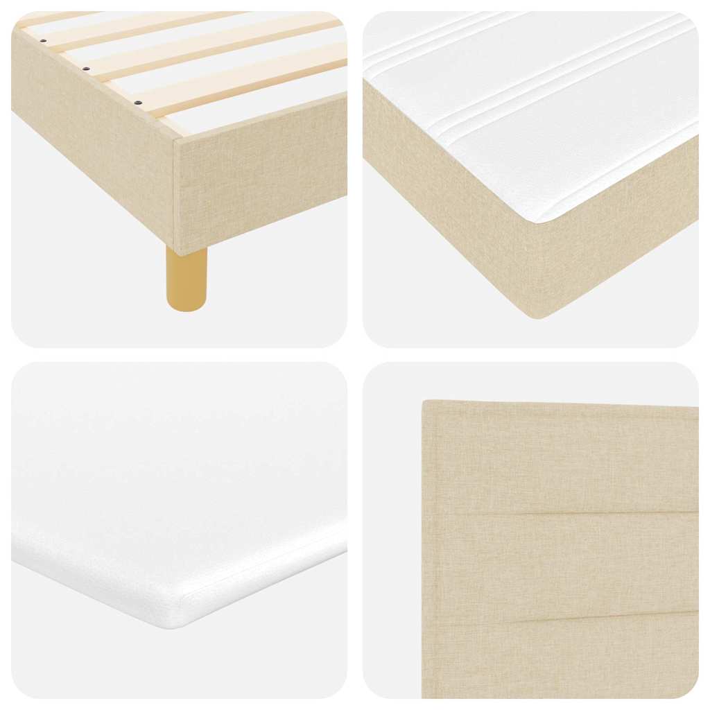 LED Box Spring Krevet s LED trakama Krema 160 x 200 cm tkanina