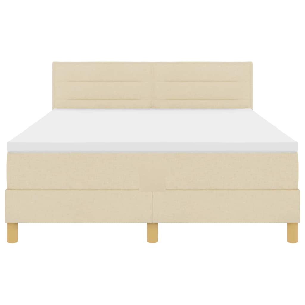 LED Box Spring Krevet s LED trakama Krema 160 x 200 cm tkanina