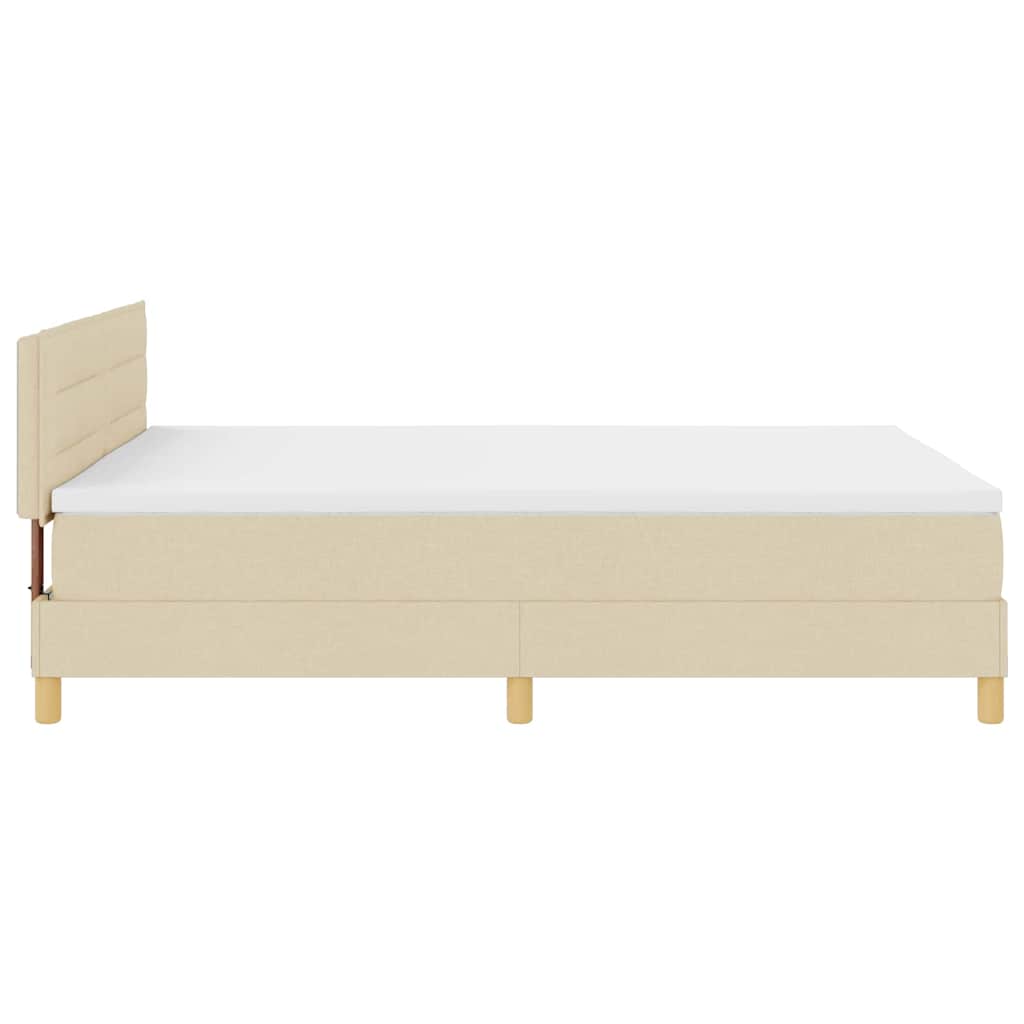 LED Box Spring Krevet s LED trakama Krema 160 x 200 cm tkanina