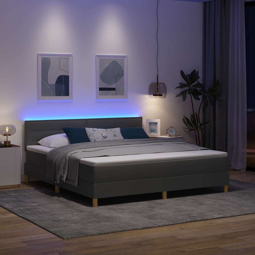 LED Box Spring Krevet Tamno siva 180 x 200 cm tkanina
