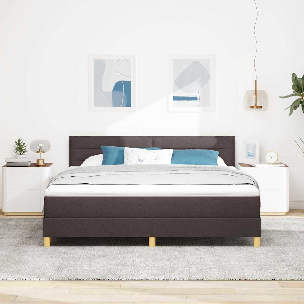 LED Box Spring Krevet Tamno smeđa 180 x 200 cm tkanina