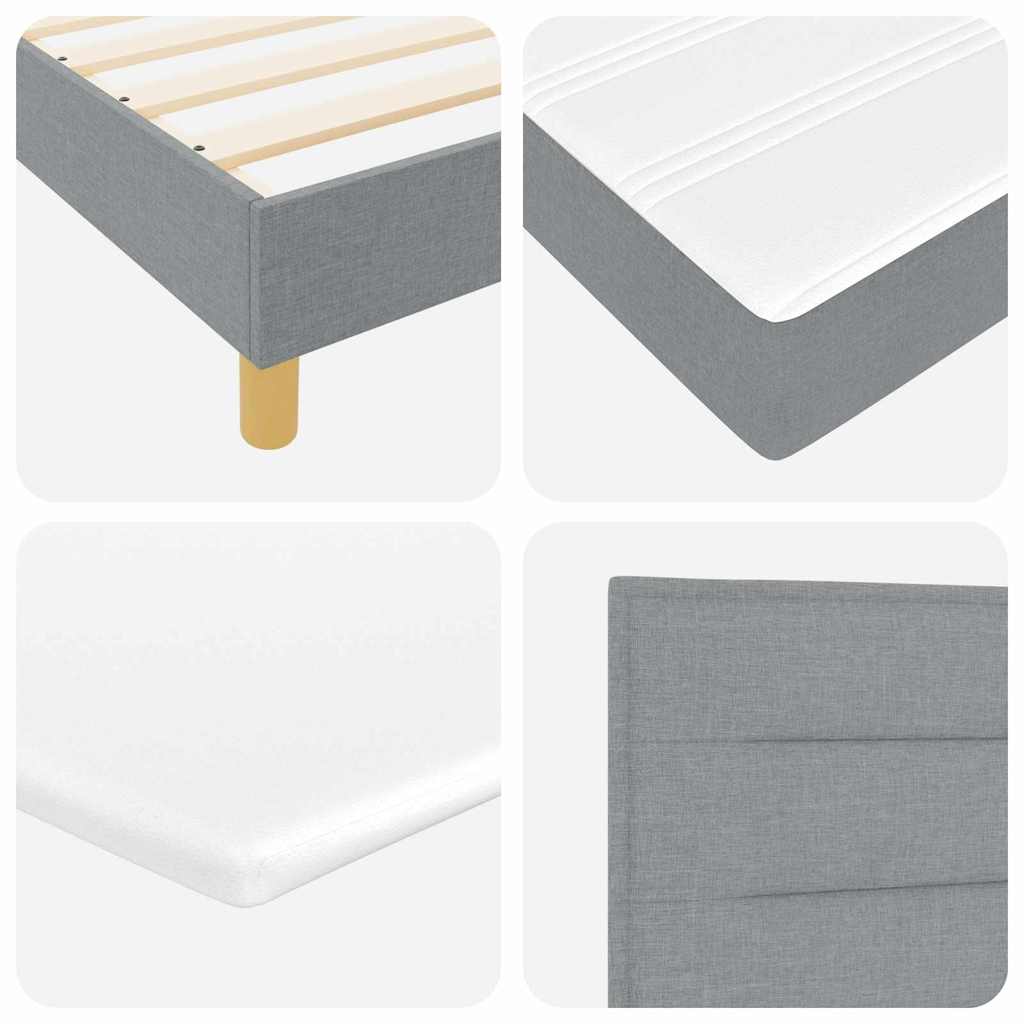 LED Box Spring Krevet Svijetlo siva 200 x 200 cm tkanina