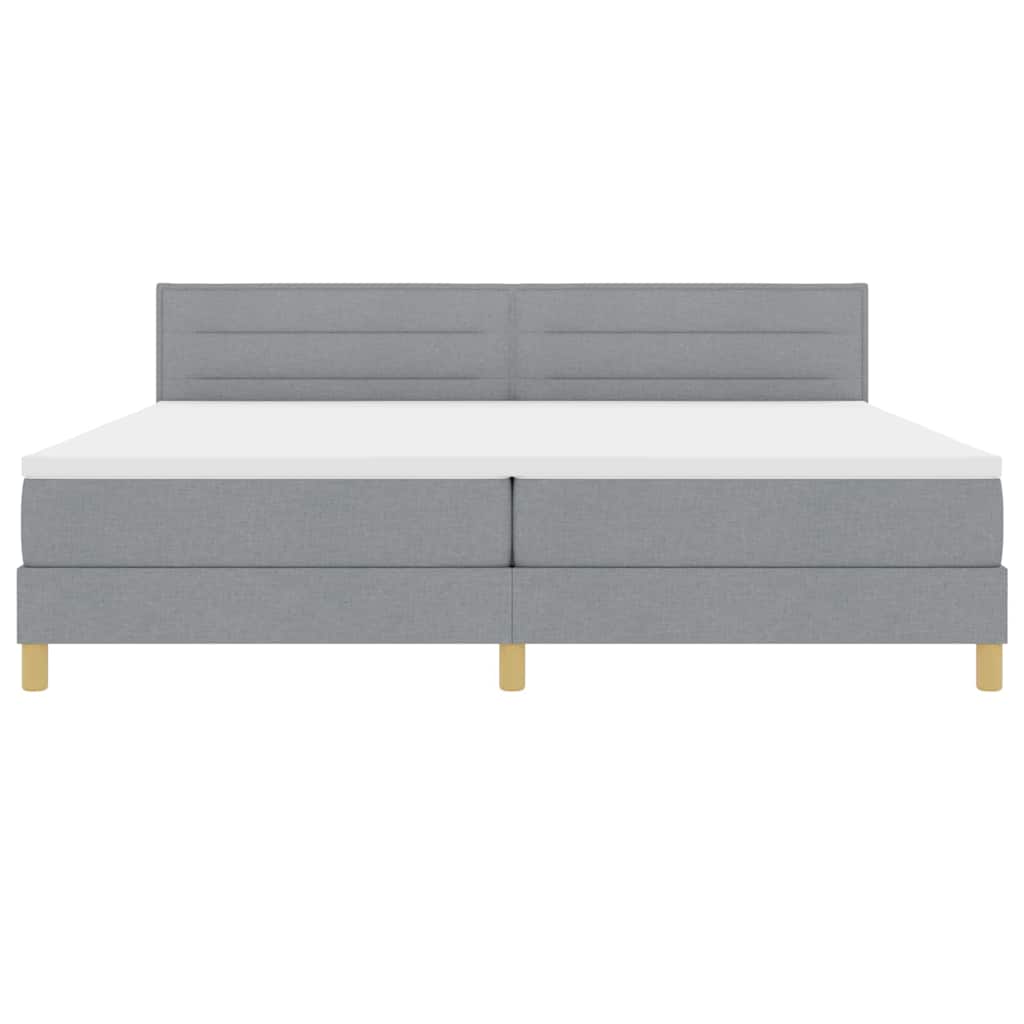LED Box Spring Krevet Svijetlo siva 200 x 200 cm tkanina