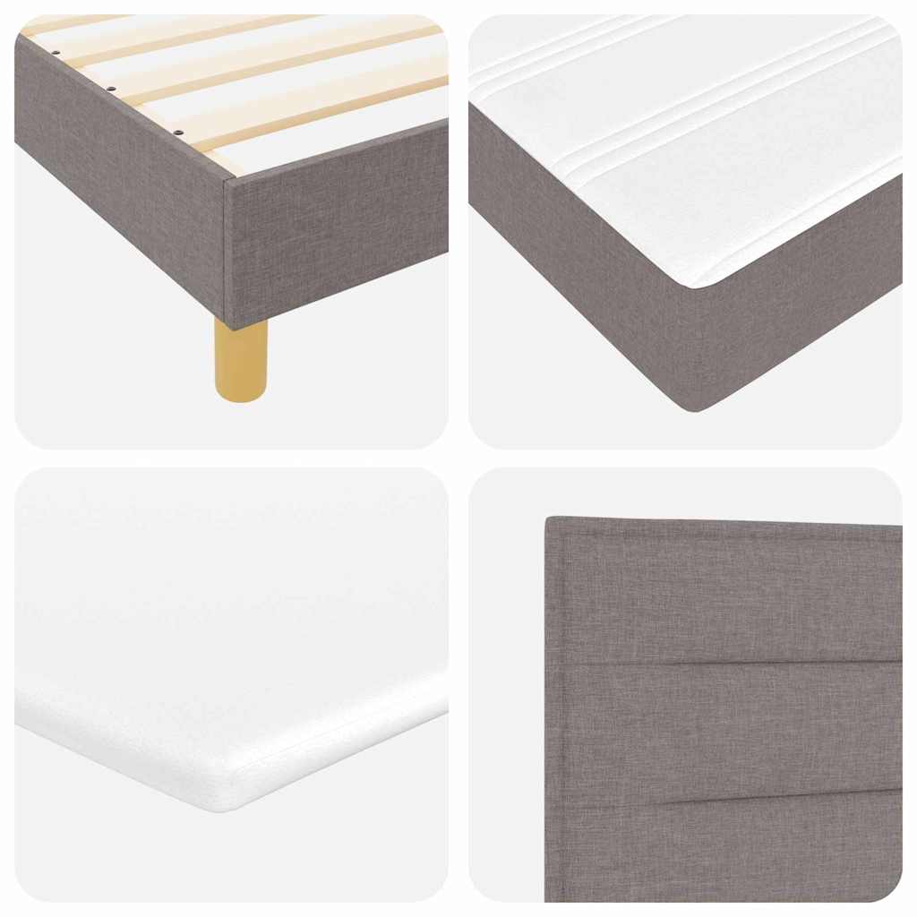 LED Box Spring Krevet Sivo-smeđa 200 x 200 cm tkanina