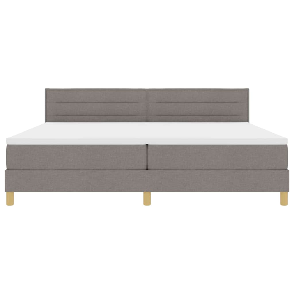 LED Box Spring Krevet Sivo-smeđa 200 x 200 cm tkanina