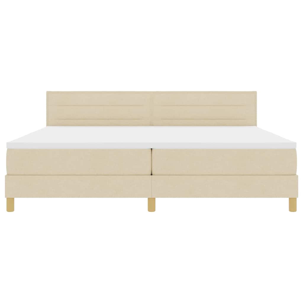 LED Box Spring Krevet s LED trakama Krema 200 x 200 cm tkanina