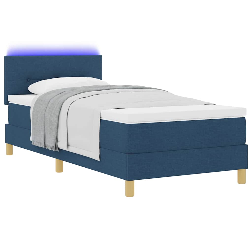 LED Box Spring Krevet s LED trakama Plava 90 x 190 cm tkanina