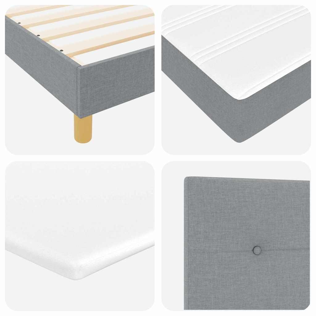 LED Box Spring Krevet Svijetlo siva 90 x 200 cm tkanina