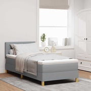 LED Box Spring Krevet Svijetlo siva 90 x 200 cm tkanina