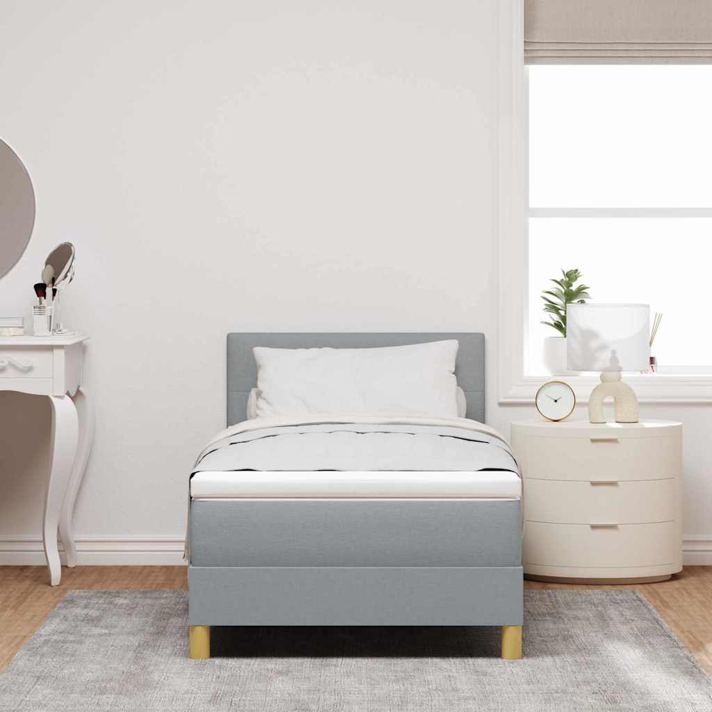 LED Box Spring Krevet Svijetlo siva 90 x 200 cm tkanina