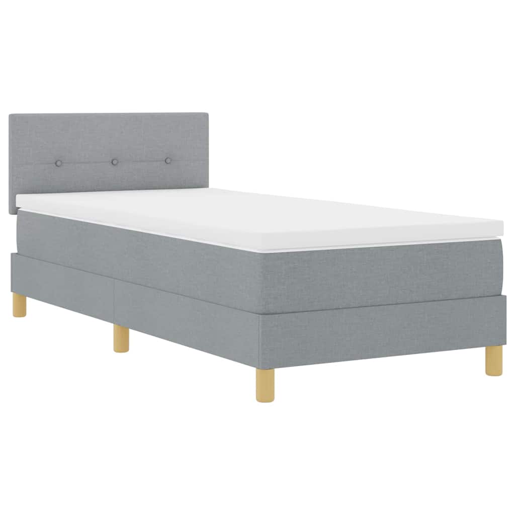 LED Box Spring Krevet Svijetlo siva 90 x 200 cm tkanina
