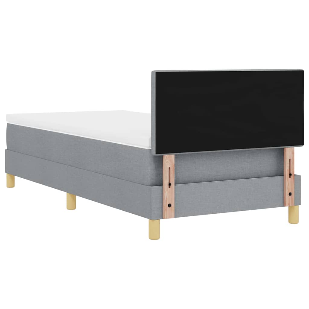 LED Box Spring Krevet Svijetlo siva 90 x 200 cm tkanina
