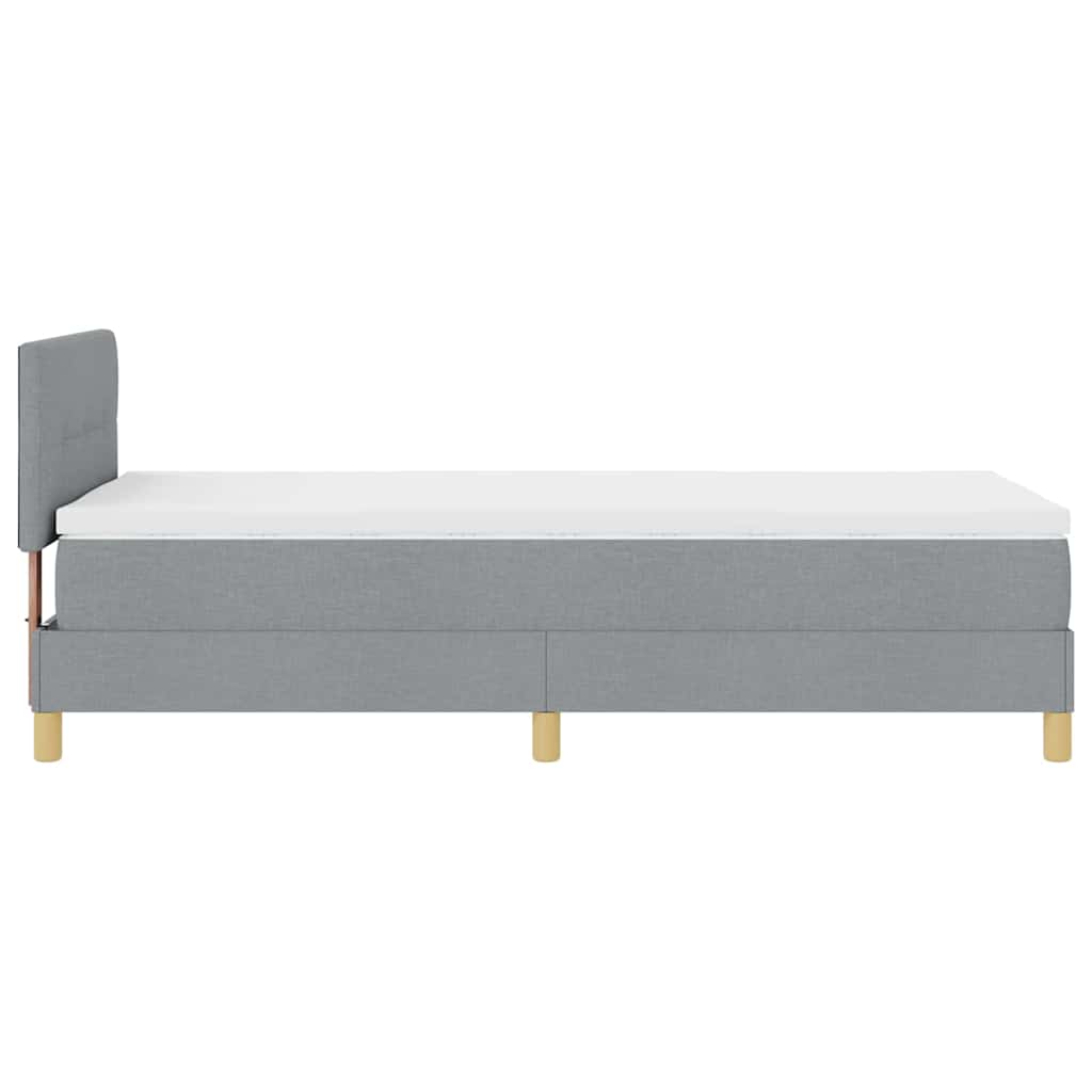 LED Box Spring Krevet Svijetlo siva 90 x 200 cm tkanina