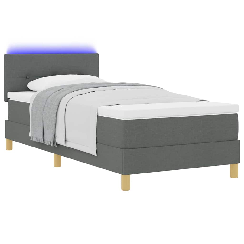 LED Box Spring Krevet Tamno siva 90 x 200 cm tkanina