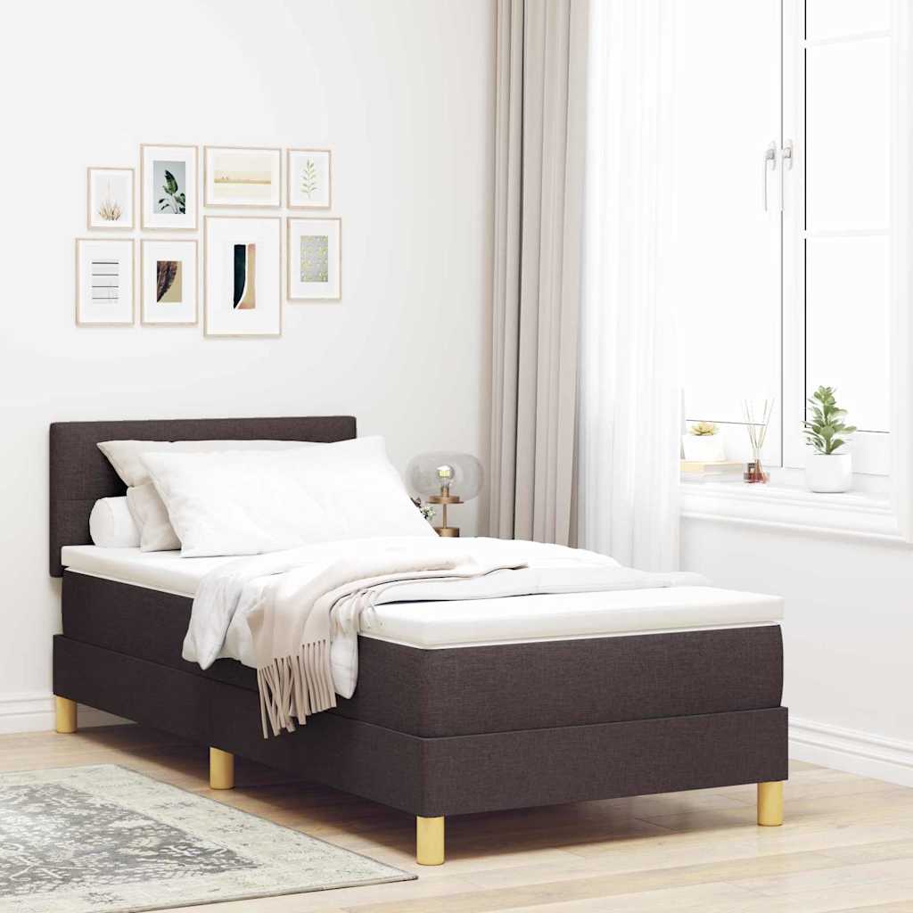 LED Box Spring Krevet Tamno smeđa 90 x 200 cm tkanina