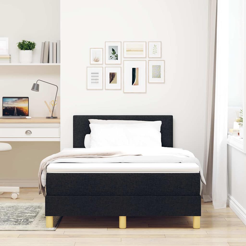 LED Box Spring Krevet s LED trakama Crna 120 x 190 cm tkanina