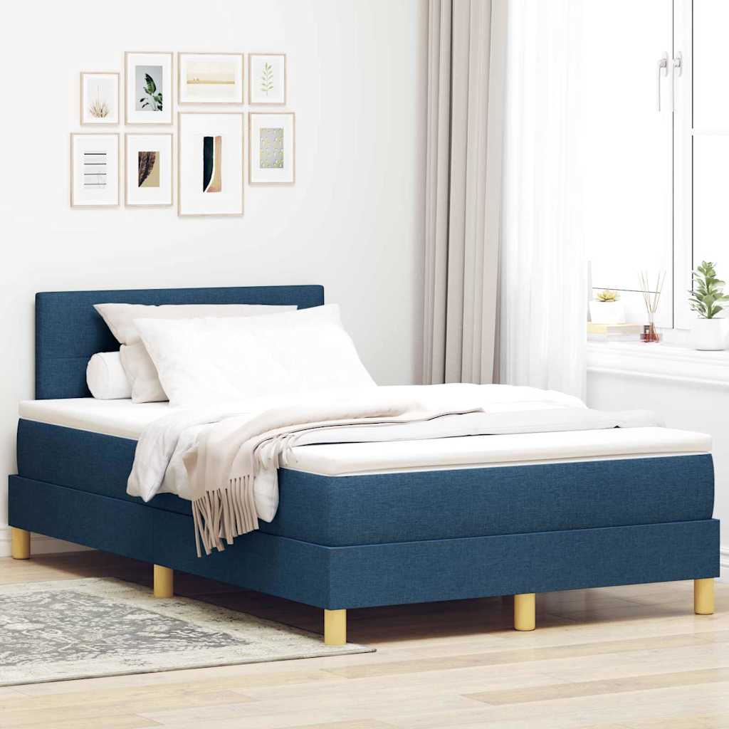 LED Box Spring Krevet s LED trakama Plava 120 x 190 cm tkanina