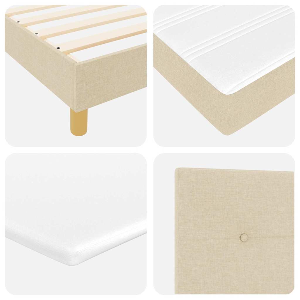 LED Box Spring Krevet s LED trakama Krema 120 x 200 cm tkanina