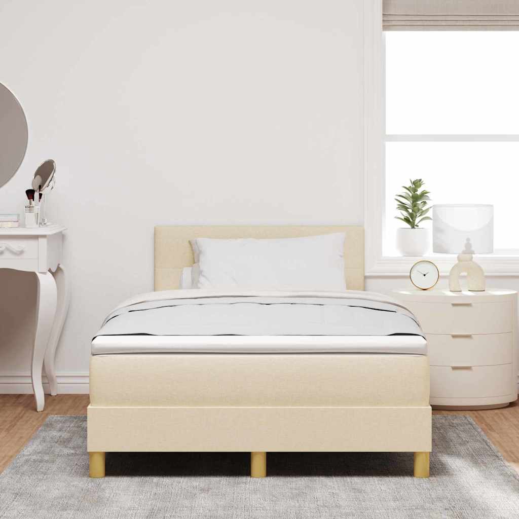 LED Box Spring Krevet s LED trakama Krema 120 x 200 cm tkanina