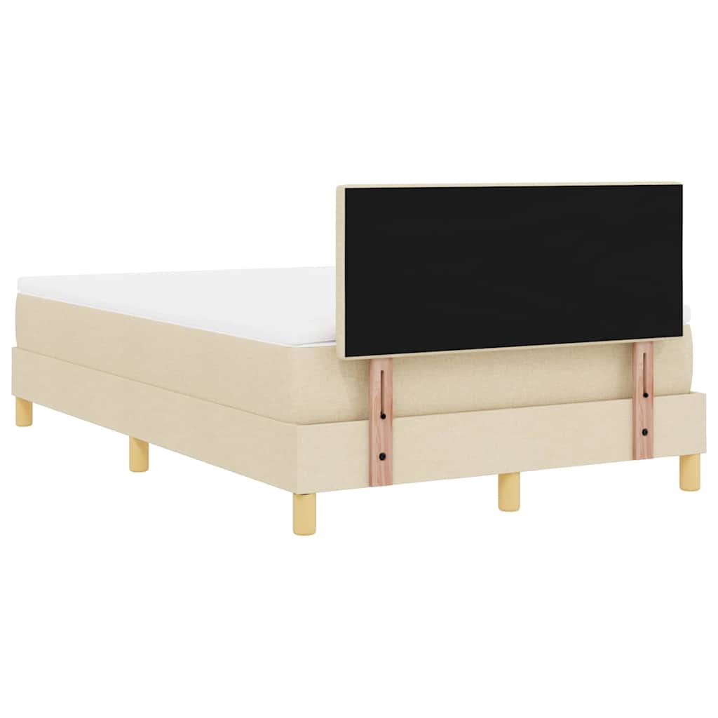 LED Box Spring Krevet s LED trakama Krema 120 x 200 cm tkanina