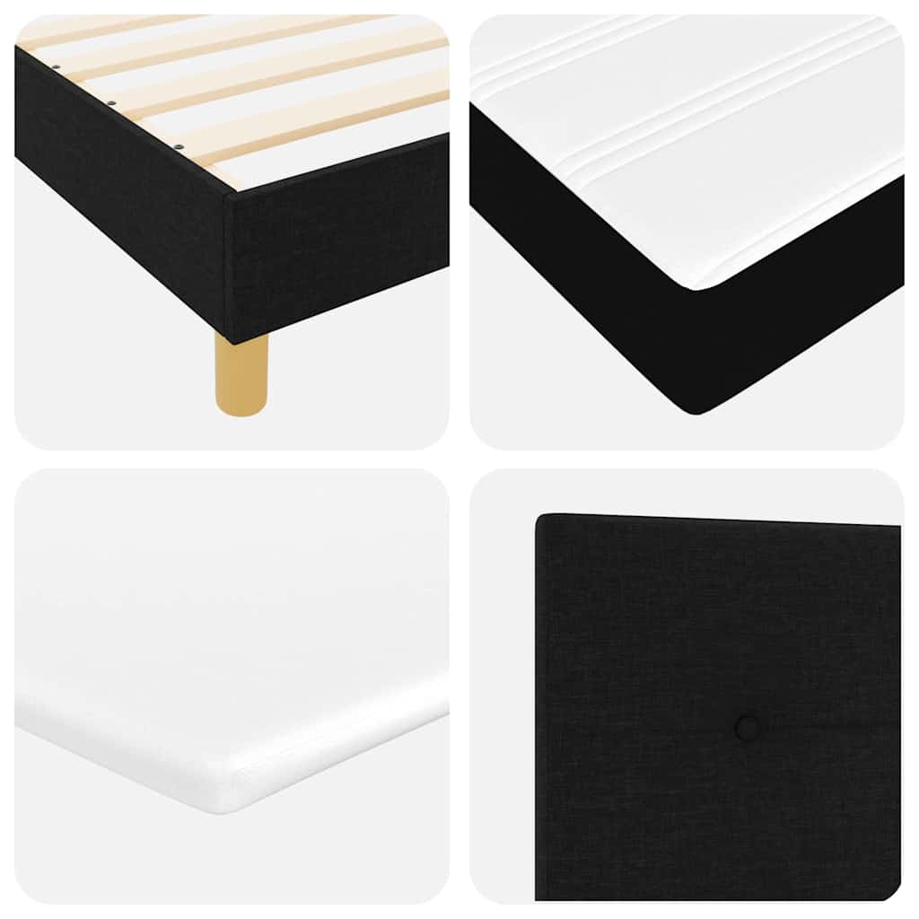 LED Box Spring Krevet s LED trakama Crna 140 x 190 cm tkanina