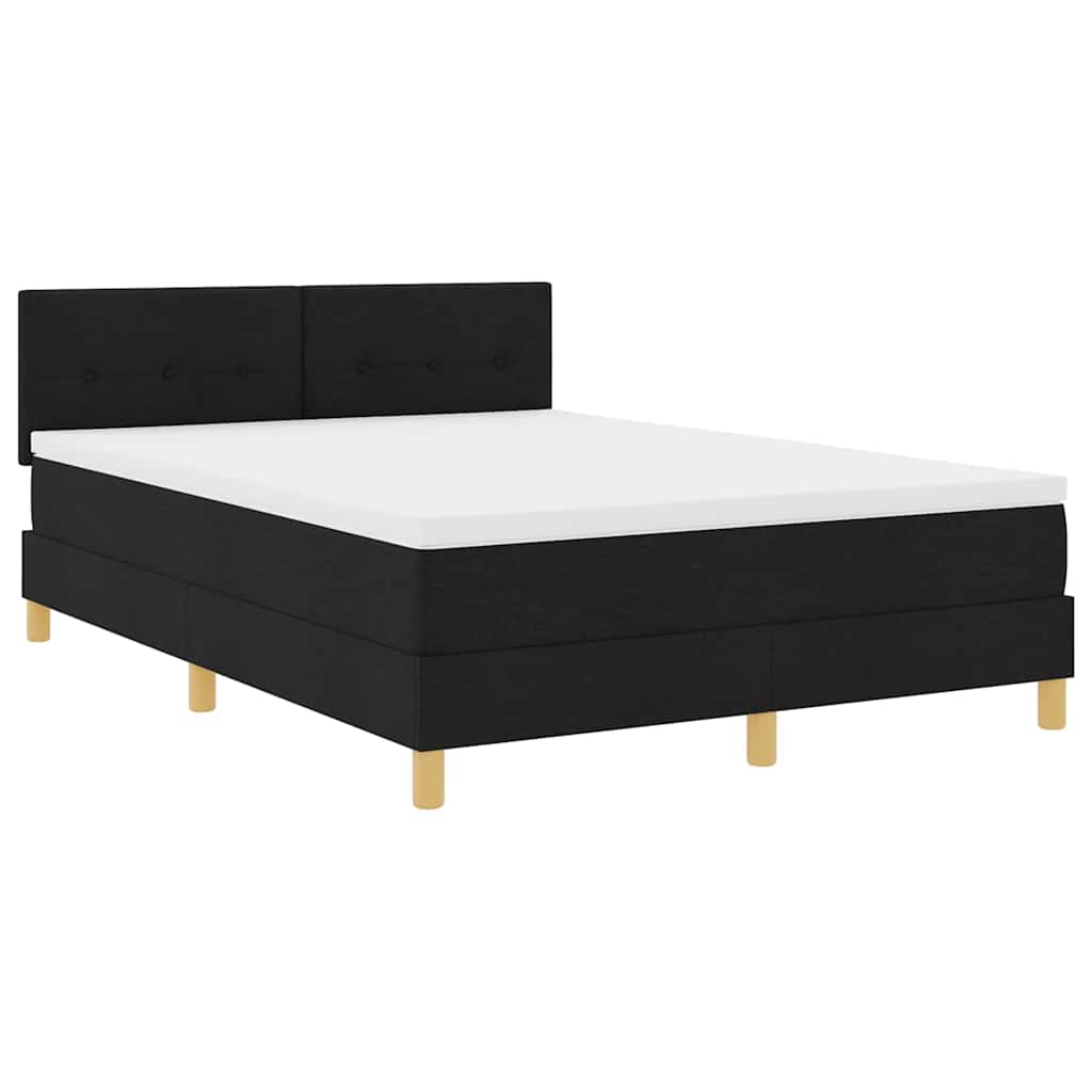 LED Box Spring Krevet s LED trakama Crna 140 x 190 cm tkanina