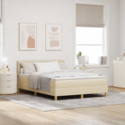 LED Box Spring Krevet s LED trakama Krema 140 x 190 cm tkanina