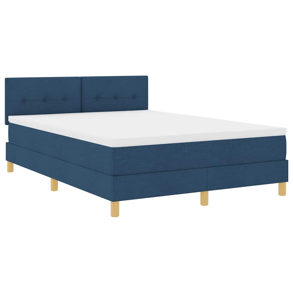 LED Box Spring Krevet s LED trakama Plava 140 x 190 cm tkanina