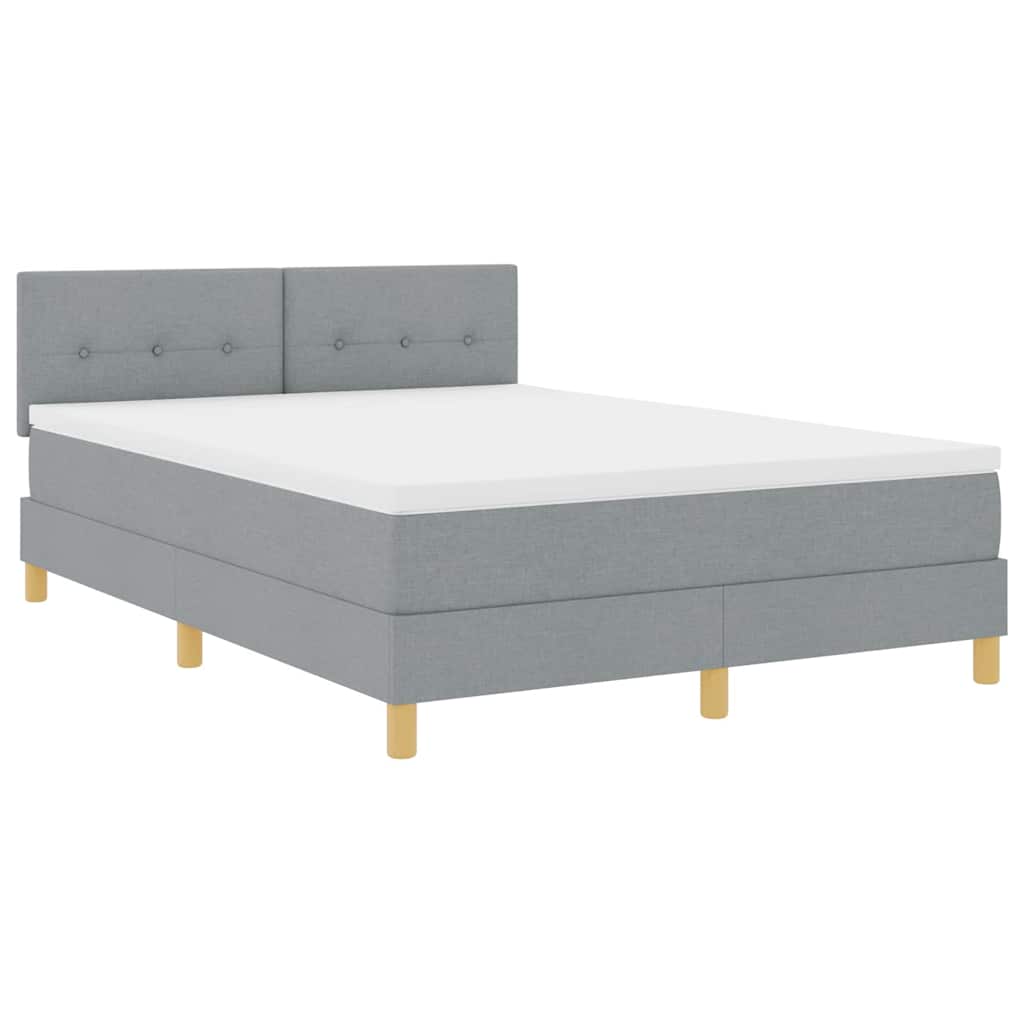 LED Box Spring Krevet Svijetlo siva 140 x 200 cm tkanina