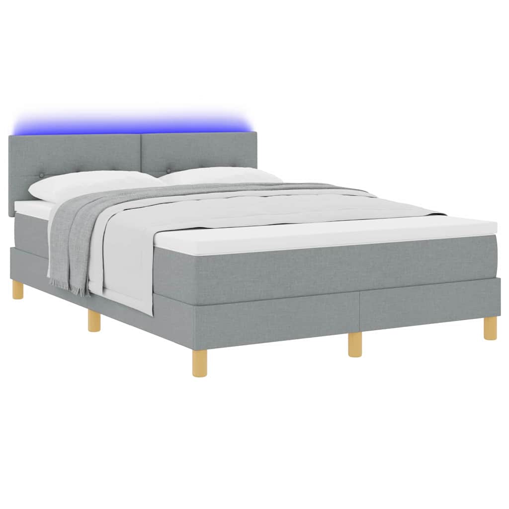 LED Box Spring Krevet Svijetlo siva 140 x 200 cm tkanina