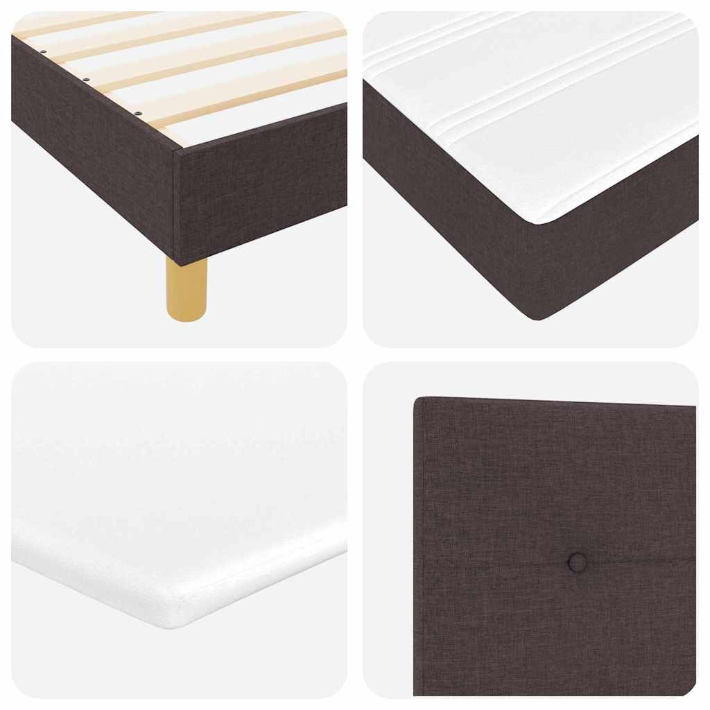 LED Box Spring Krevet Tamno smeđa 140 x 200 cm tkanina