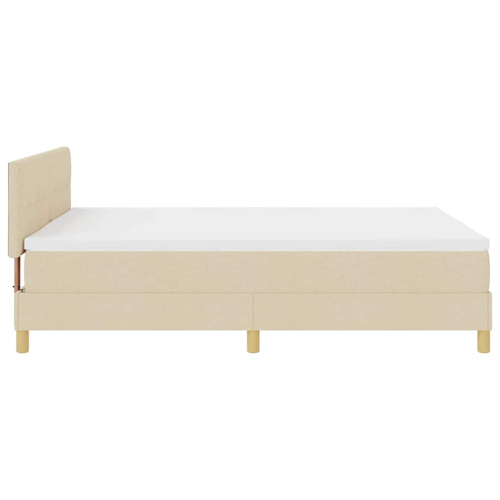 LED Box Spring Krevet s LED trakama Krema 140 x 200 cm tkanina