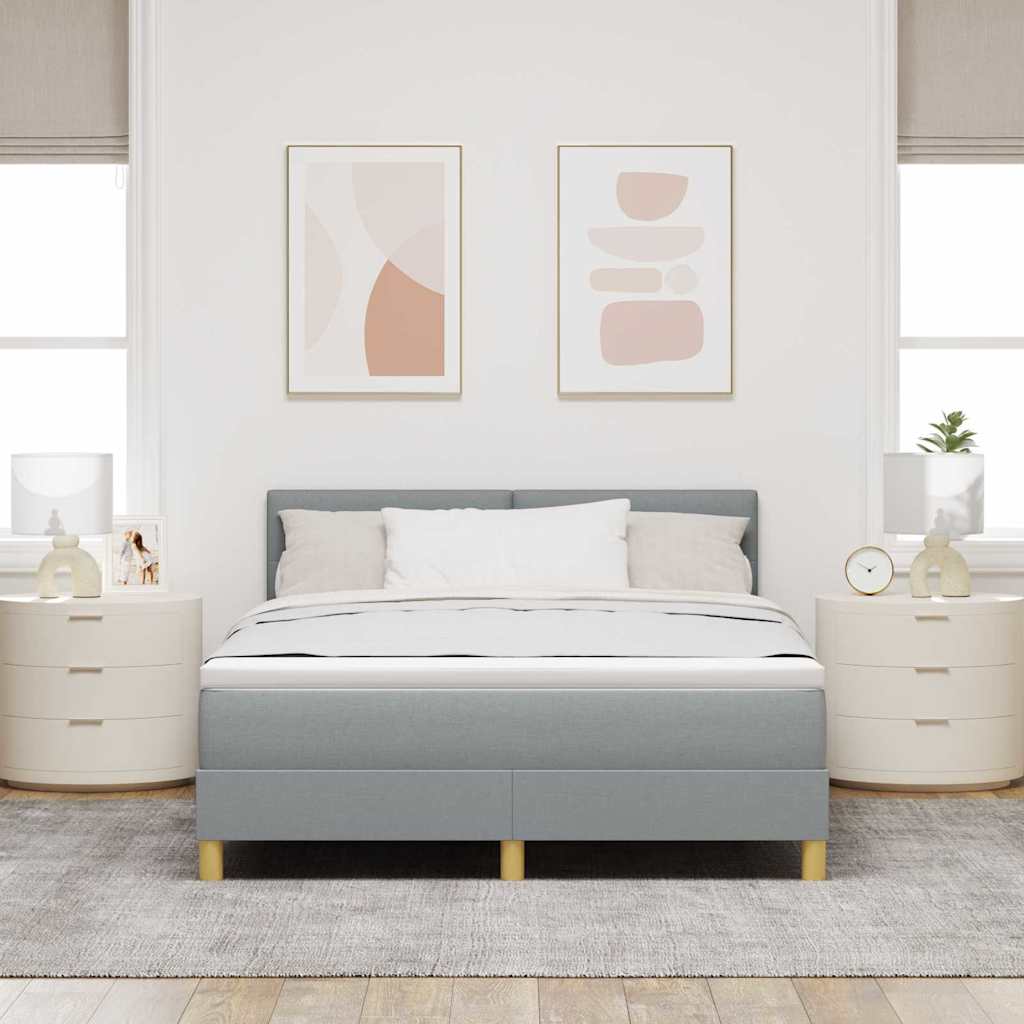 LED Box Spring Krevet Svijetlo siva 160 x 200 cm tkanina