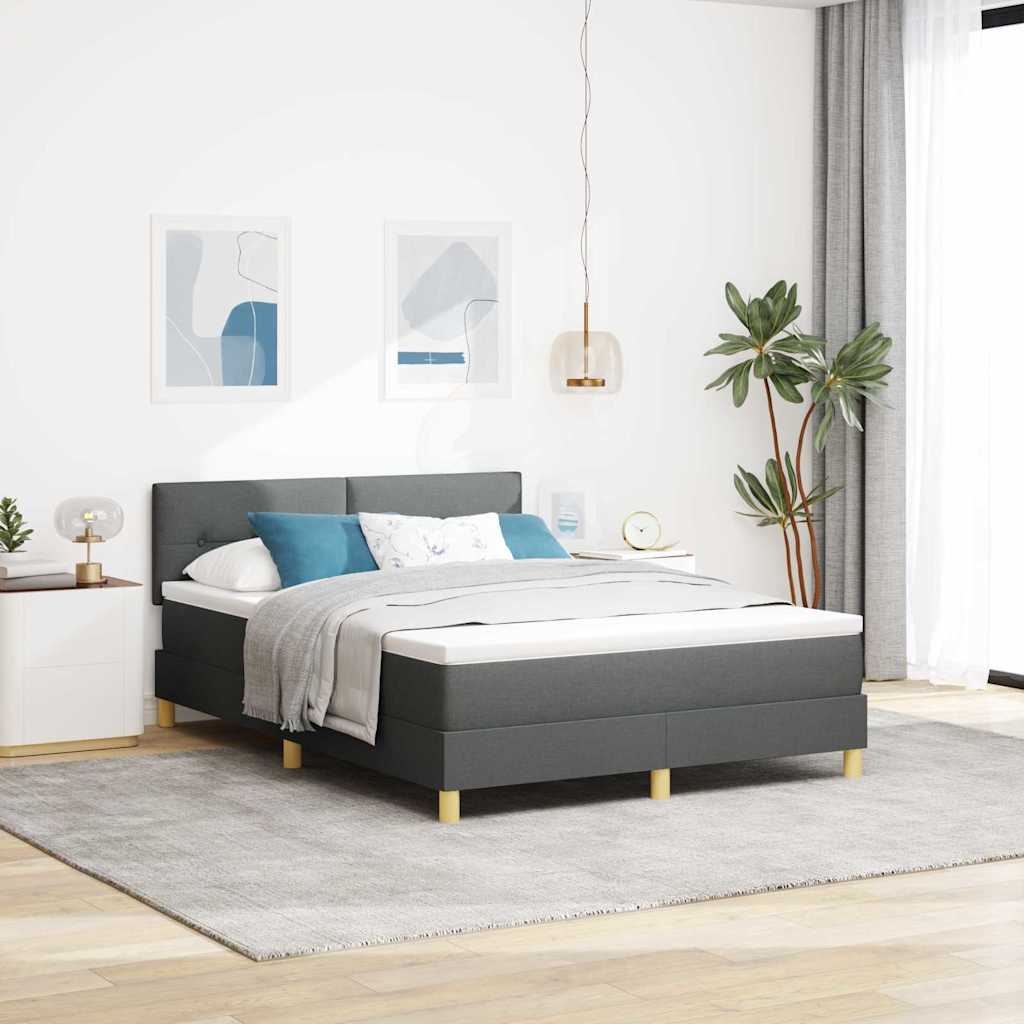 LED Box Spring Krevet Tamno siva 160 x 200 cm tkanina