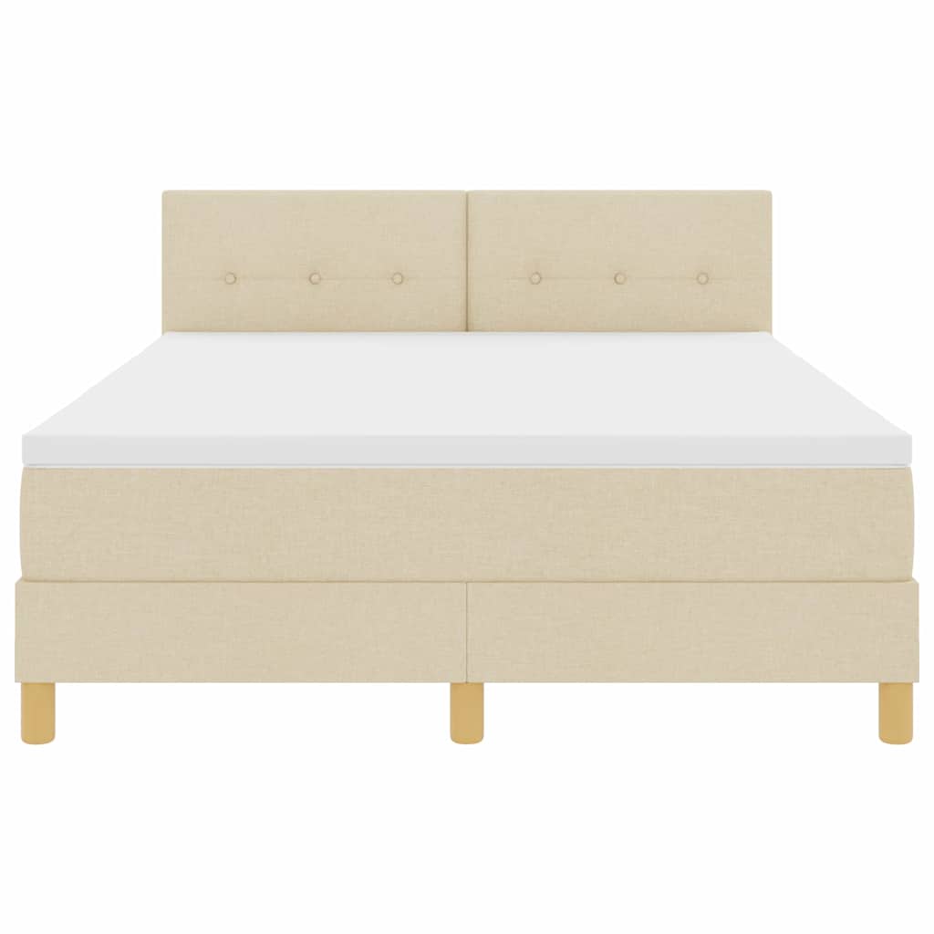 LED Box Spring Krevet s LED trakama Krema 160 x 200 cm tkanina