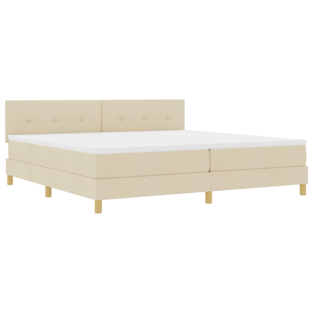 LED Box Spring Krevet s jastukom Krema 200 x 200 cm tkanina