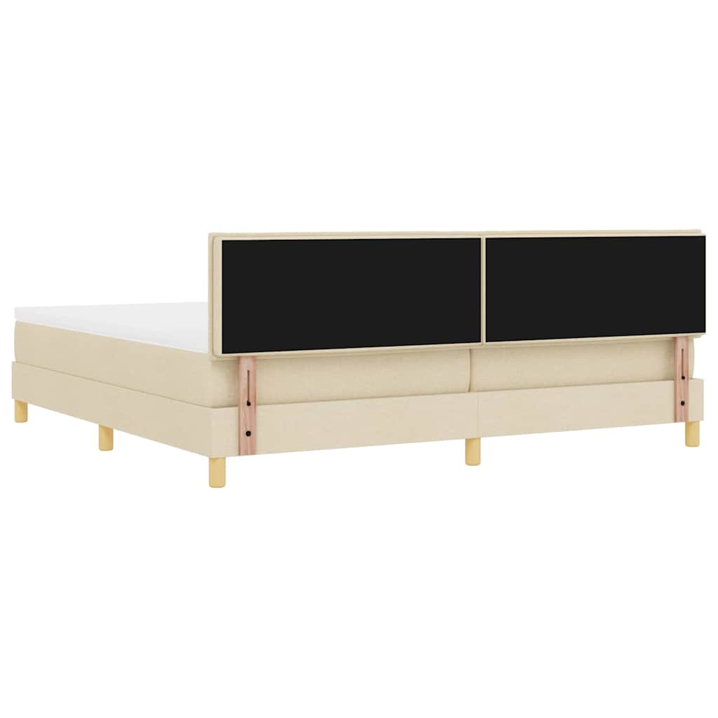 LED Box Spring Krevet s jastukom Krema 200 x 200 cm tkanina