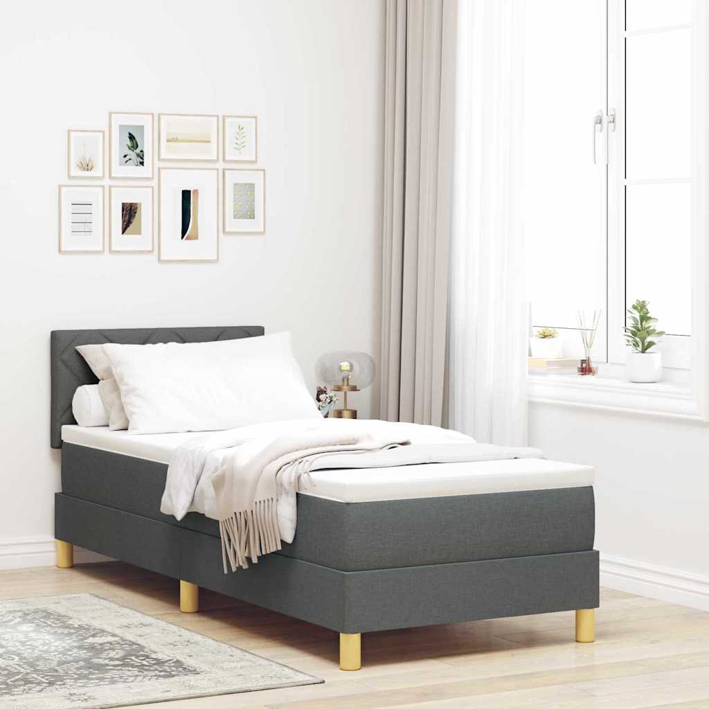 LED Box Spring Krevet s jastukom Tamno siva 80 x 200 cm tkanina
