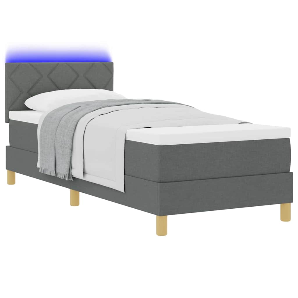 LED Box Spring Krevet s jastukom Tamno siva 80 x 200 cm tkanina