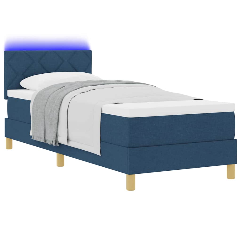 LED Box Spring Krevet s LED trakama Plava 80 x 200 cm tkanina