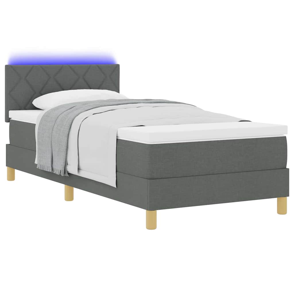 LED Box Spring Krevet Tamno siva 90 x 190 cm tkanina