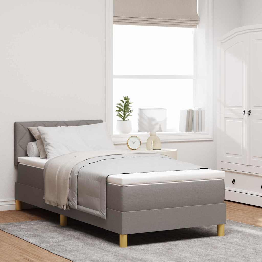 LED Box Spring Krevet Sivo-smeđa 90 x 190 cm tkanina