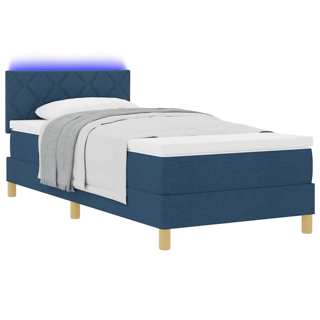 LED Box Spring Krevet s jastukom Plava 90 x 190 cm tkanina