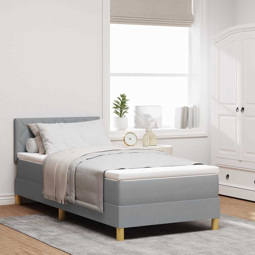 LED Box Spring Krevet Svijetlo siva 90 x 200 cm tkanina