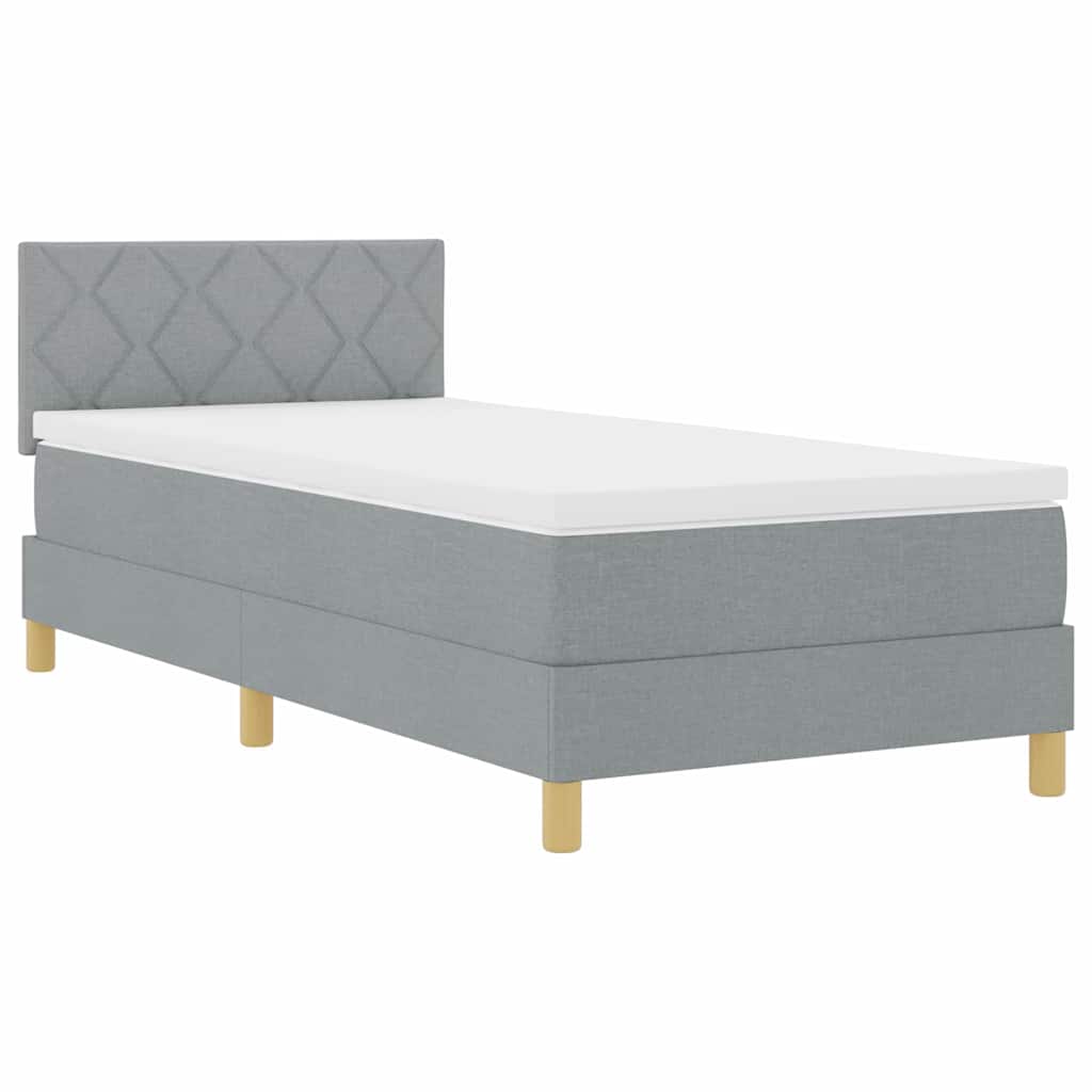 LED Box Spring Krevet Svijetlo siva 90 x 200 cm tkanina
