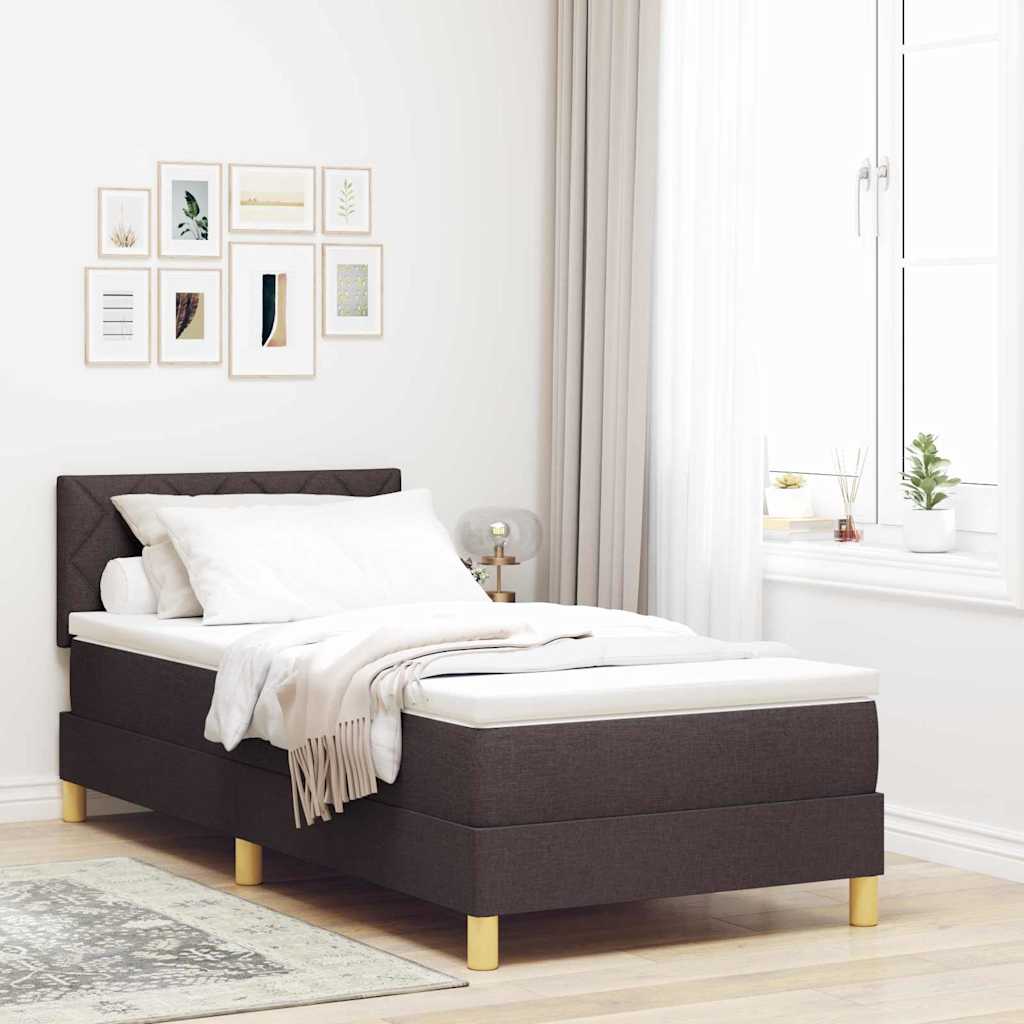 LED Box Spring Krevet Tamno smeđa 90 x 200 cm tkanina