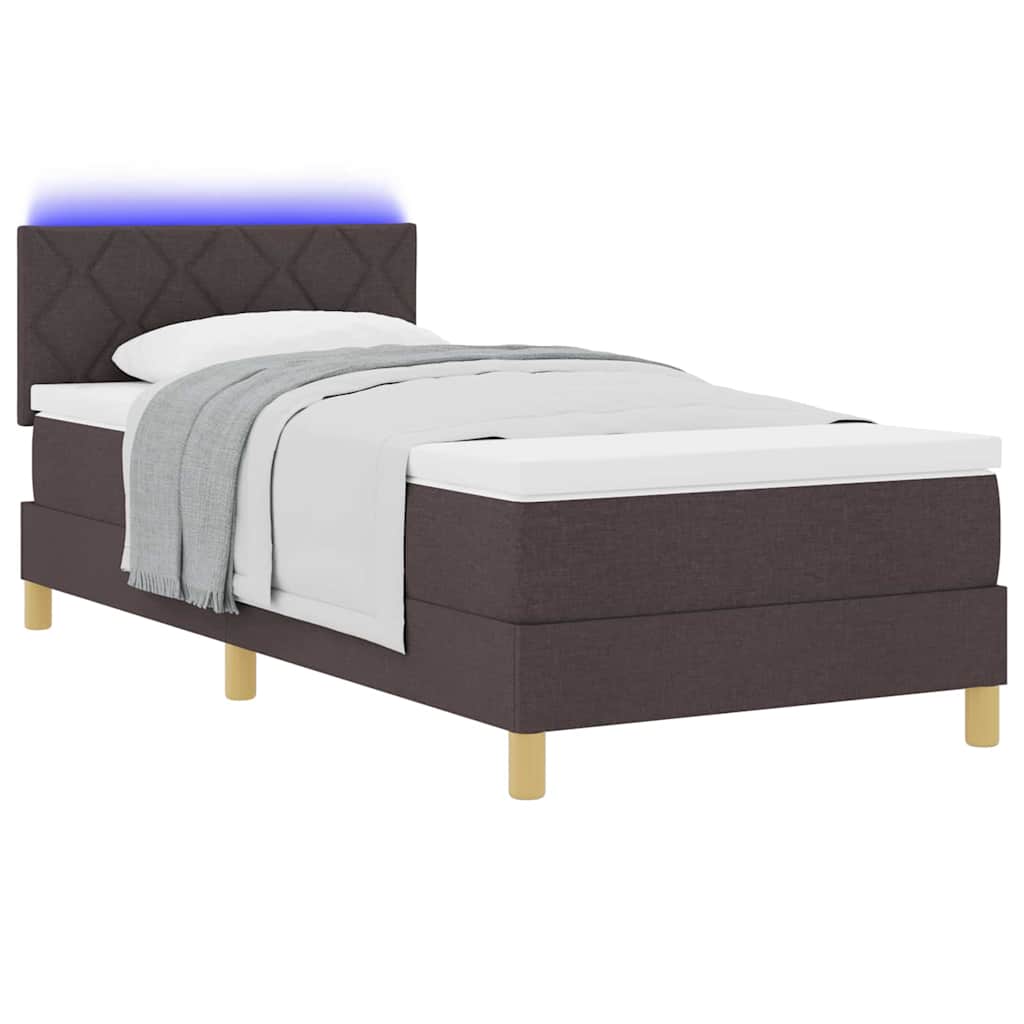 LED Box Spring Krevet Tamno smeđa 90 x 200 cm tkanina
