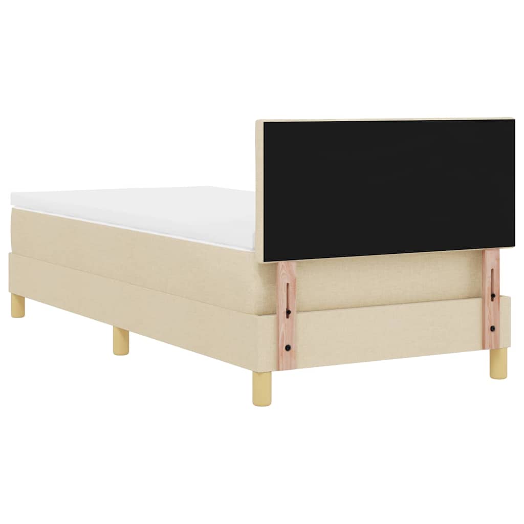 LED Box Spring Krevet s LED trakama Krema 90 x 200 cm tkanina
