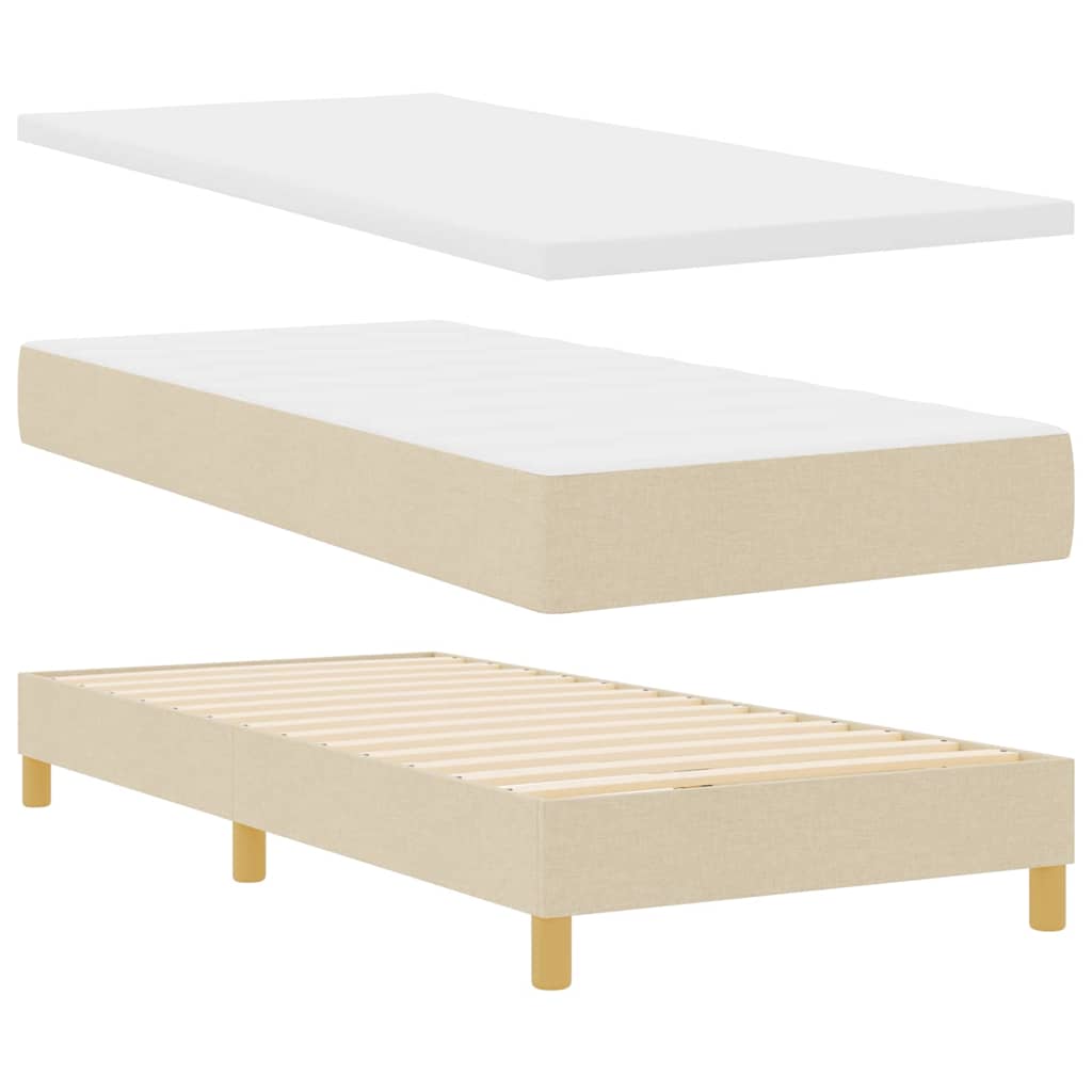 LED Box Spring Krevet s jastukom Krema 100 x 200 cm tkanina